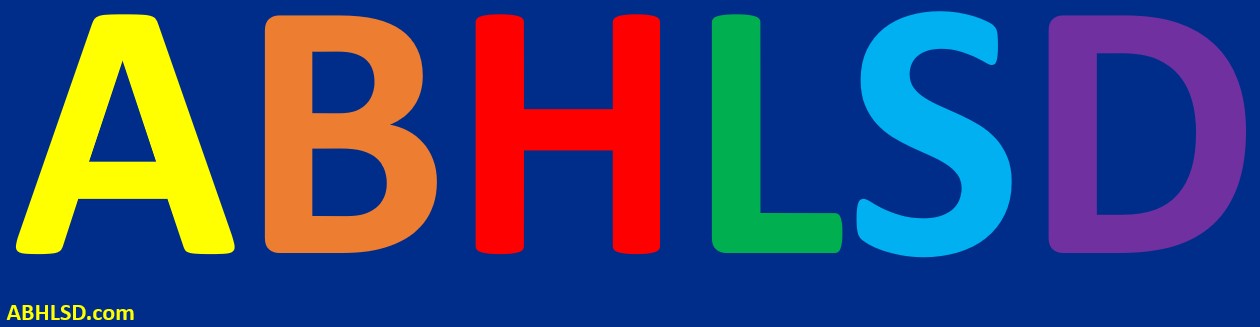 ABHLSD lettering on deep blue background
